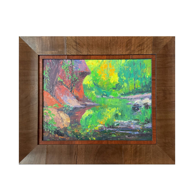 Start of Autumn — West Fork, Sedona — Original Palette-Knife Oil, 12″×16″ (Russell Johnson)