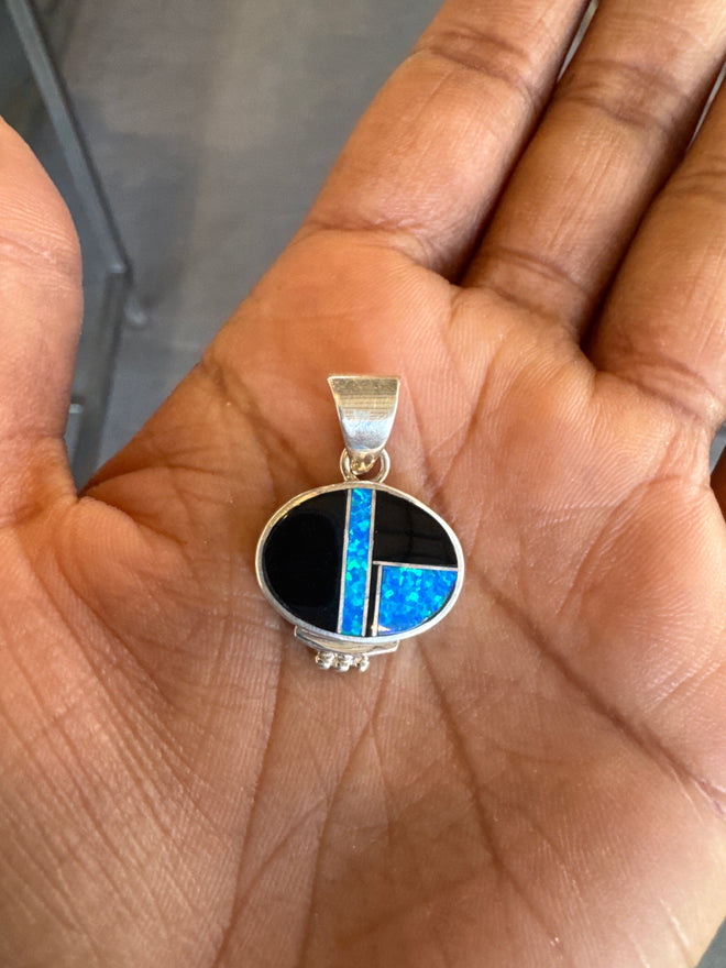 Black Jade & Blue Opal Necklace