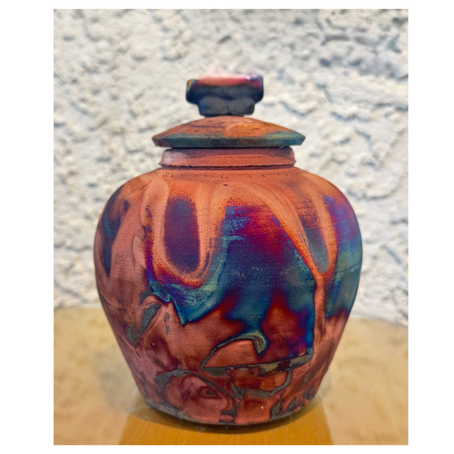 Small Raku Pot with Lid
