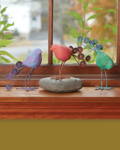 Terra Cotta and Wire Birds