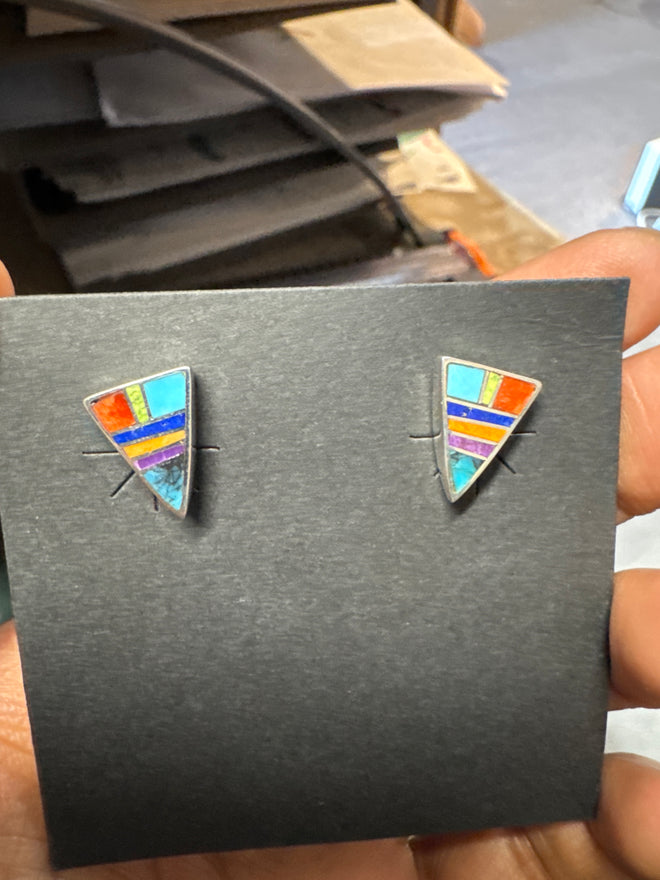 Indian Summer Post Earrings - Navajo Inlaid
