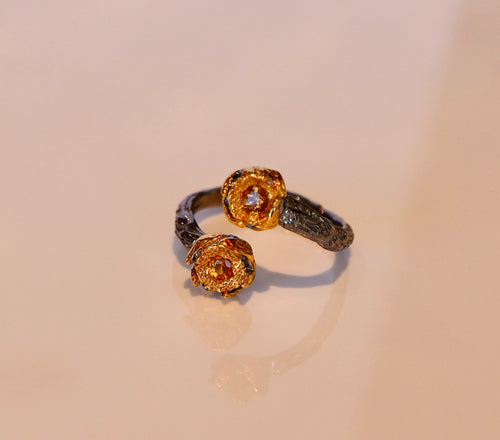 Orange Sapphire Adjustable Ring