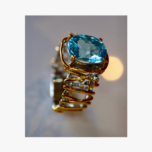 Blue Topaz & Sapphire Ring