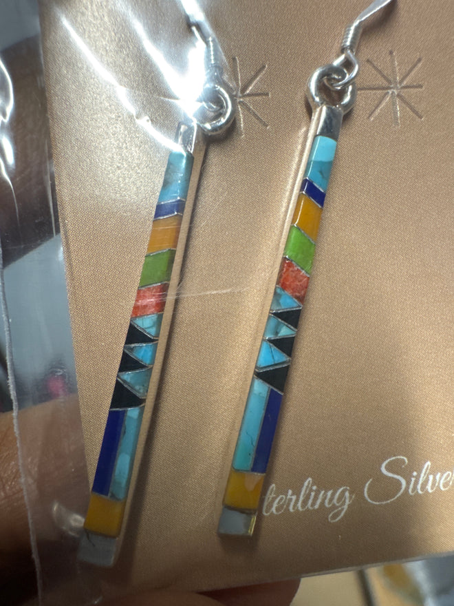 Long Stick Multi Stone Earrings