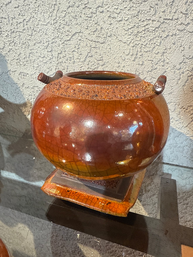 Raku Ferric Vase with base plate