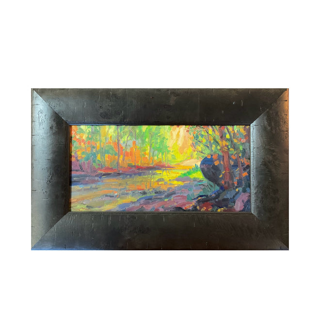 Autumn’s Joy — West Fork, Sedona — Original Palette-Knife Oil, 8″×16″ (Russell Johnson)