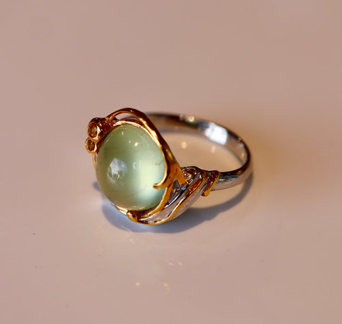 Prehnite & Yellow Sapphire Ring