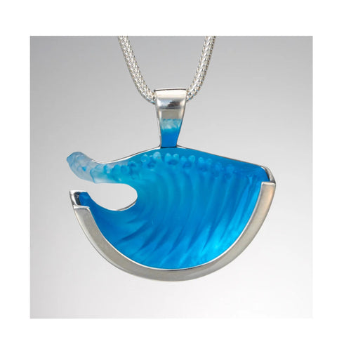 Large Glass Wave with Pearl - Sterling Silver