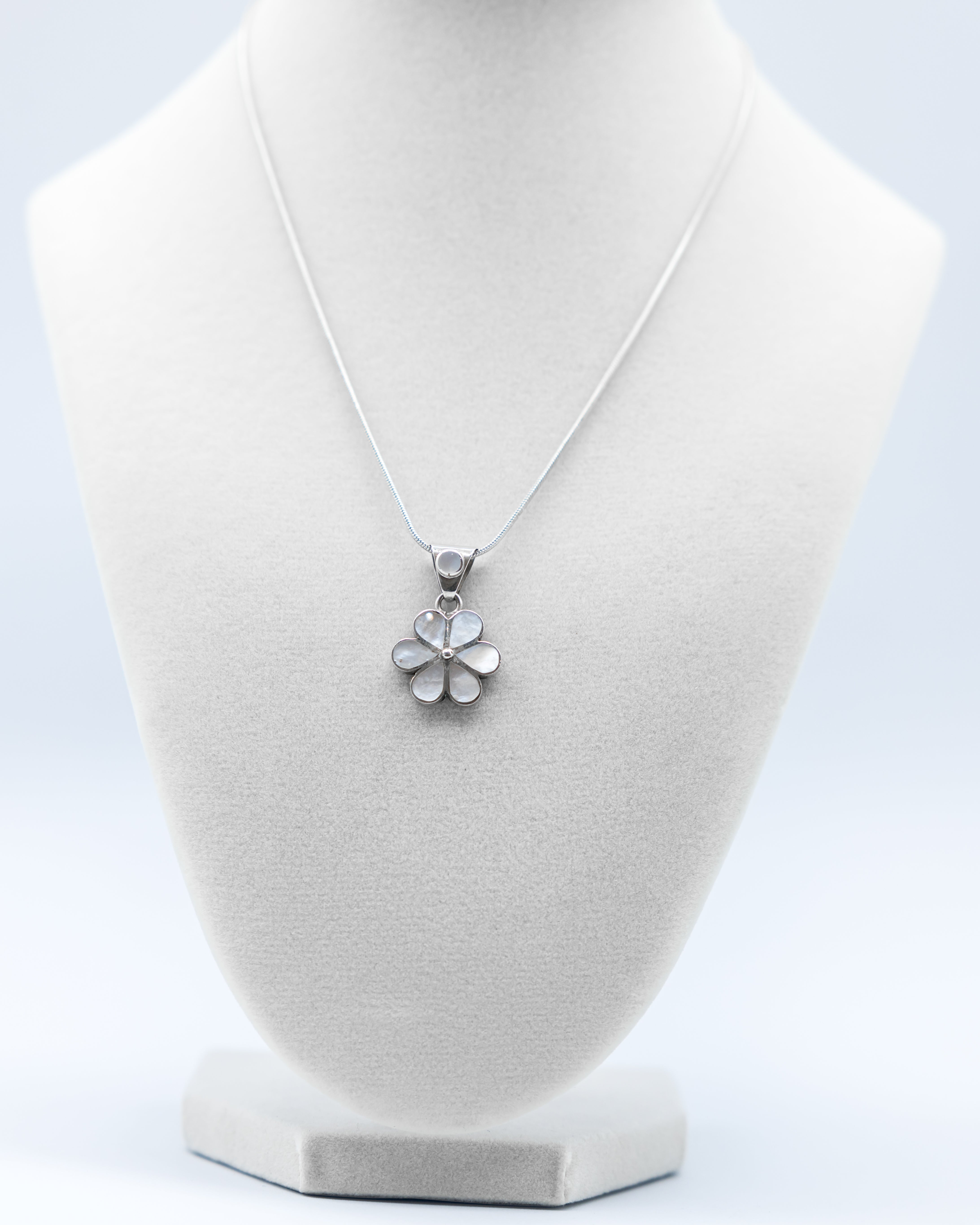 Mother of Pearl Flower Necklace Raku Gallery