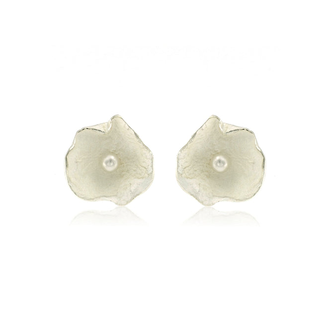 Pearl Petal Earrings - Sterling Silver (Large)