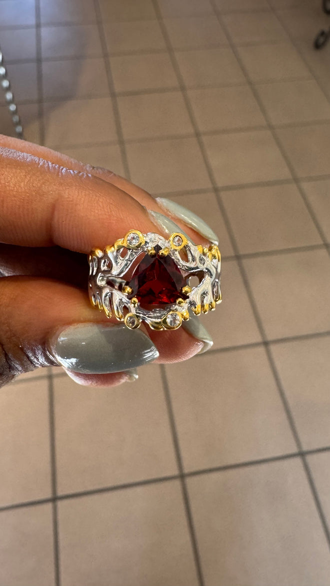 Garnet & White Topaz Ring