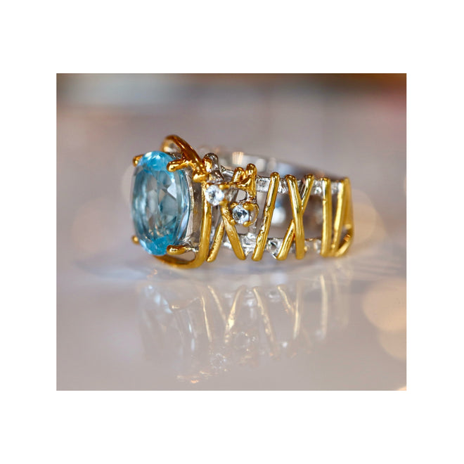 Blue Topaz & Sapphire Ring