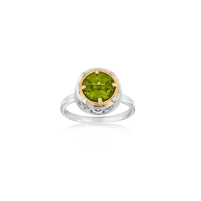 Round Peridot Ring with 18k Gold Vermeil