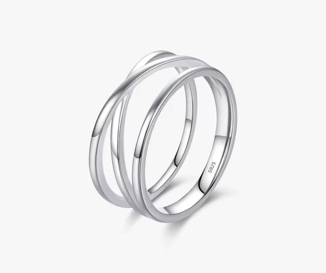 Sterling Silver 3 Lines Ring Band