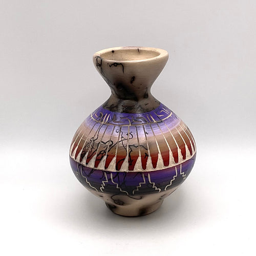 Navajo Carved Vase by Artist Marlena Sam 3.5"H x 2.5"W