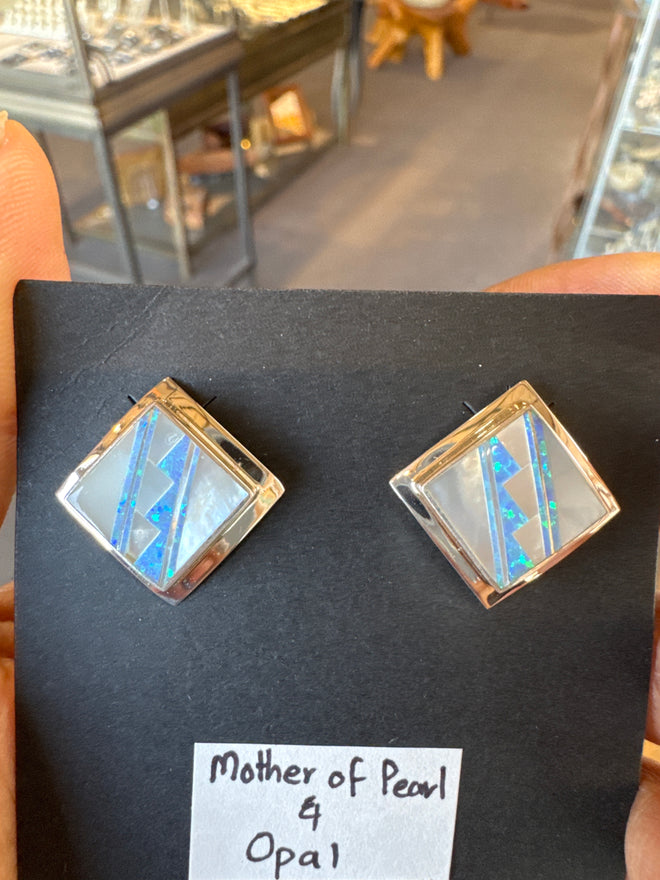Mother of Pearl & Opal Earrings