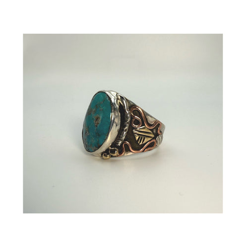 Mixed-Metal Turquoise Statement Ring – Artisan Southwestern Jewelry