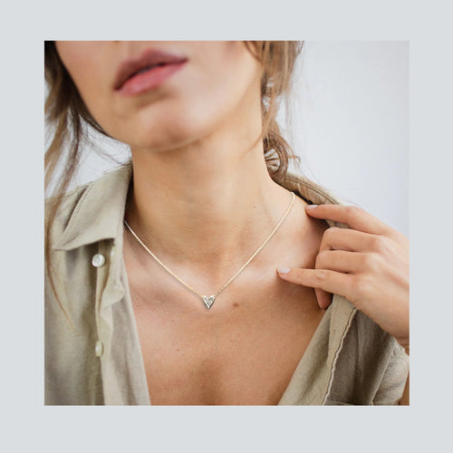 Dainty Silver & Gold Heart Necklace (14K Gold-Filled Chain)