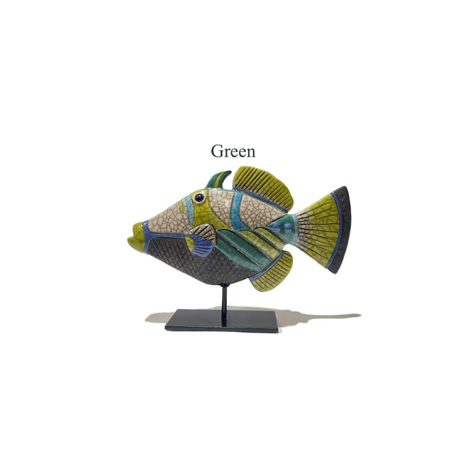 Green Picasso Fish on Stand