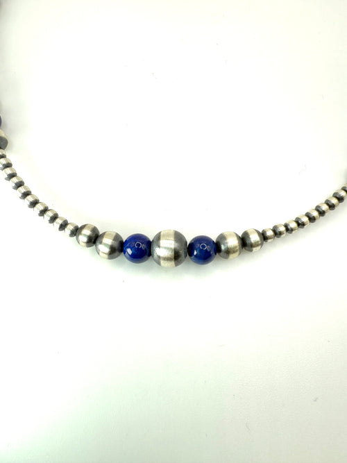 Navajo Pearls & Lapis Necklace - Hand Strung by Navajo Artists