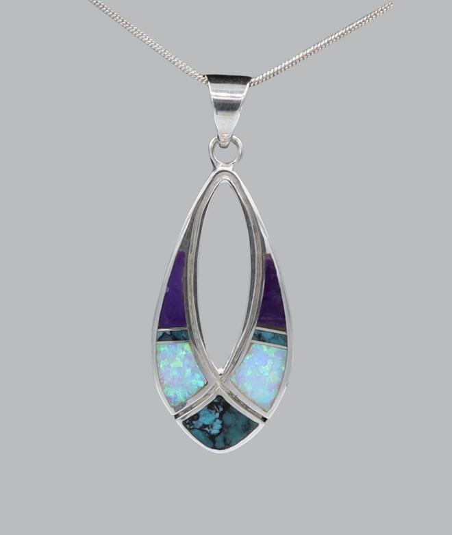 Sugilite, Opal & Turquoise Pendent