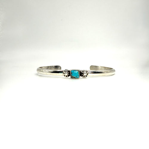 Navajo-Made Kingman Turquoise Cuff Bracelet | Sterling Silver | Adjustable