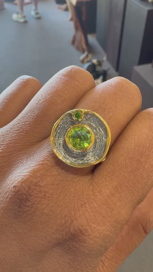 Peridot & Green Chrome Diopside Ring