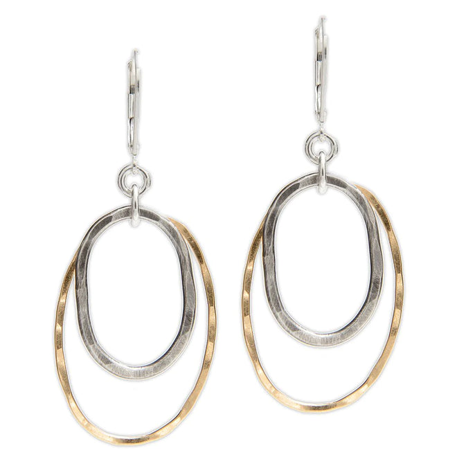 Hammered Double Oval Earrings
