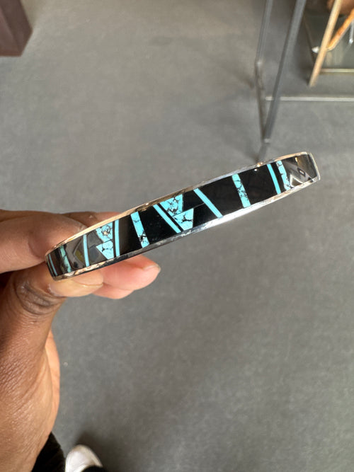 Black Jade and Turquoise Fancy Cuff