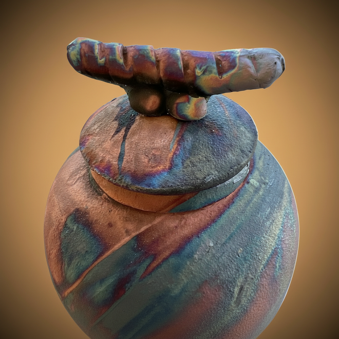 Tall Raku Ceramic Pot