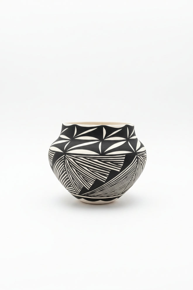 B Chino (Acoma Tribe) Ceramic Vase 7.5"H x 9"W