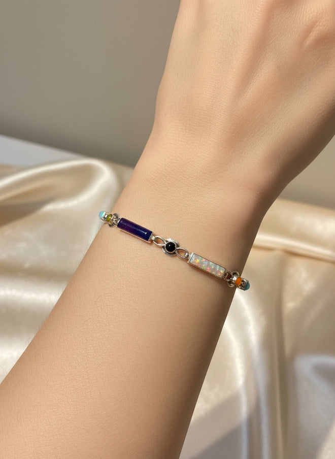 Multi Stone Link Bracelet