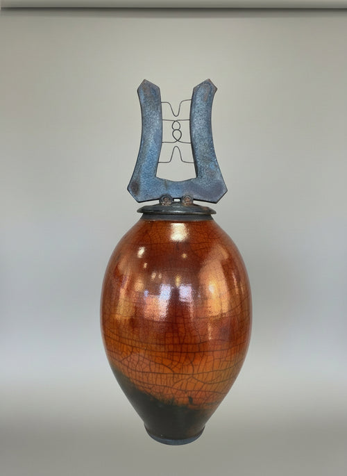 Raku Ferric Lidded Vessel
