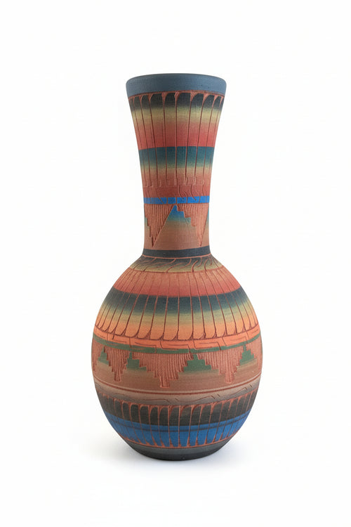 Navajo Carved Ceramic Vase by Joann Johnson 6"H x 3"W