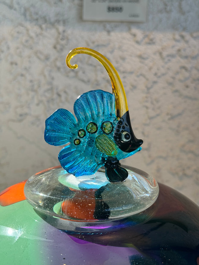 Glass Pot with Fish on Lid