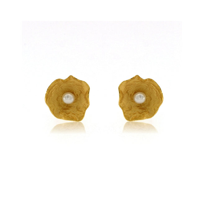 Pearl Petal Earrings - Gold (Medium)
