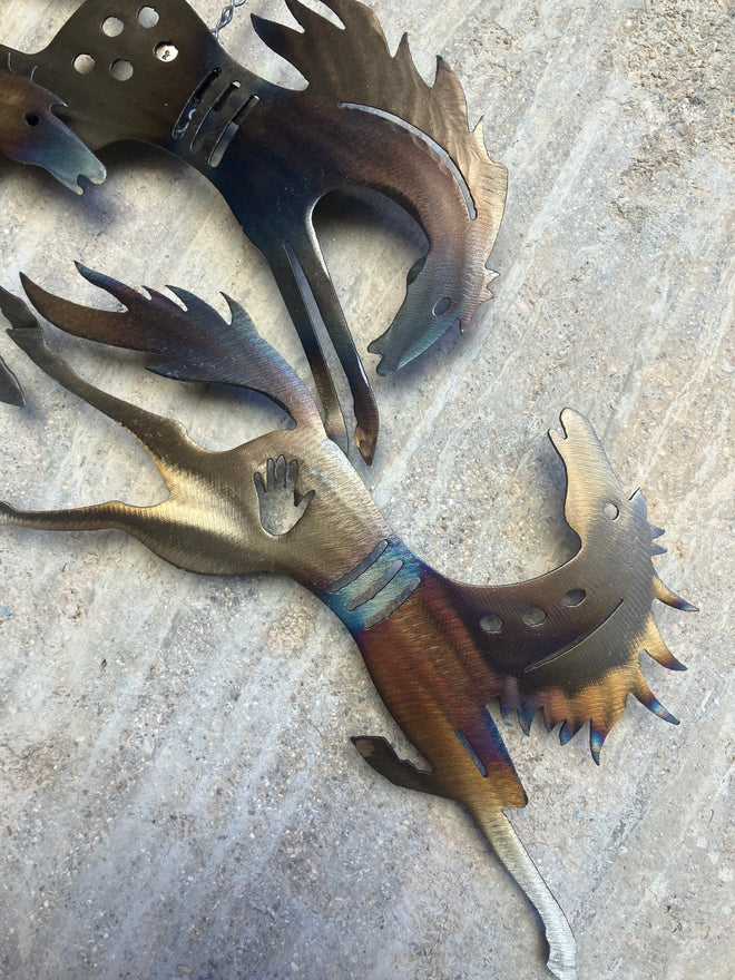 Flame Finished Metal Horse Garden Art