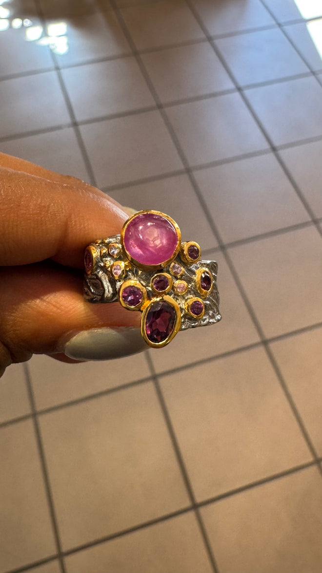 Ruby, Rhodolite & Sapphire Ring