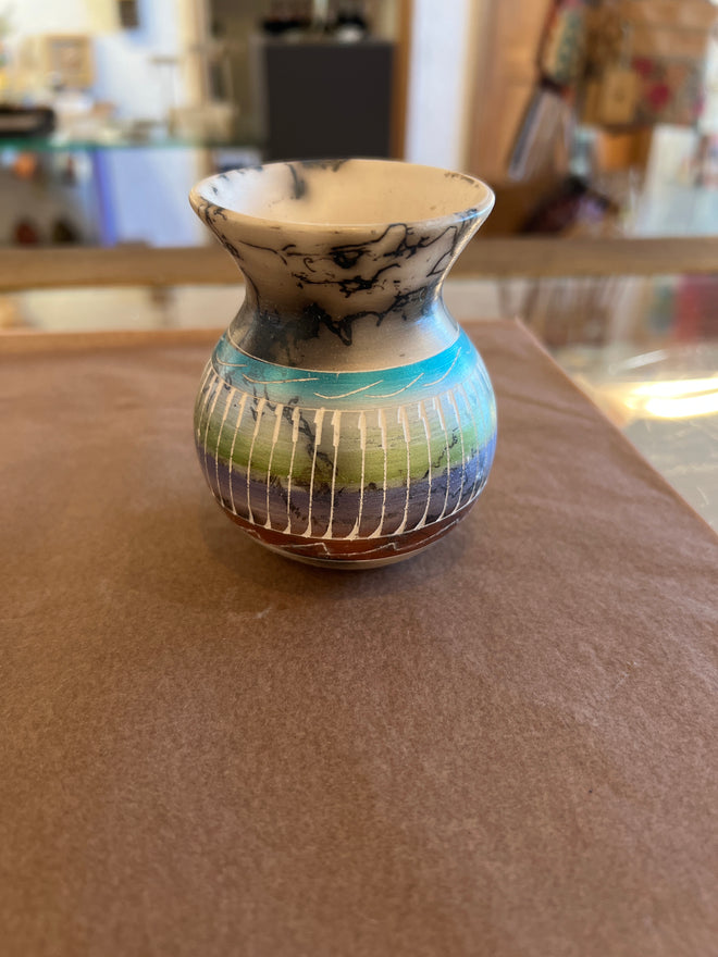 Nicolyn Lee Horsehair Pottery – Ceramic Multicolor Vase