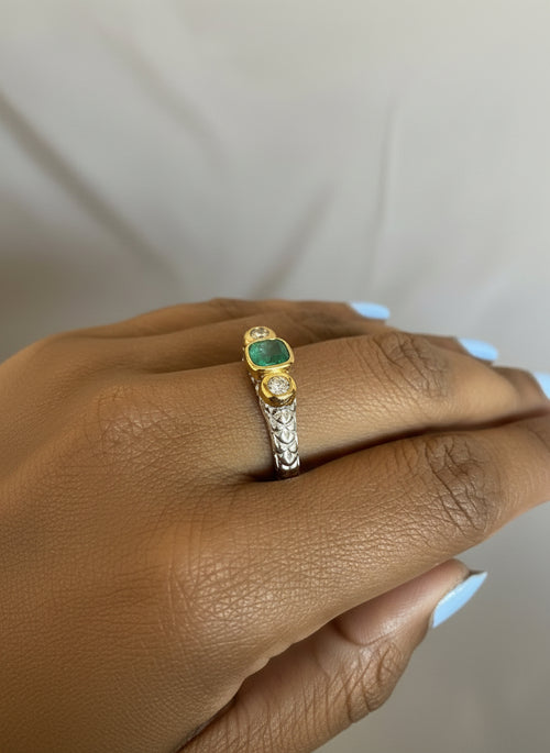 Emerald & White Topaz Ring