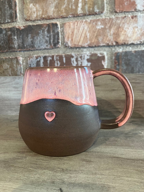 Handmade Mug made in Sedona 4"h x 4"w with Heart Design
