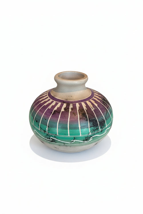 Navajo Carved Vase by Artist Larry Livingston 3"H x 3.5"W