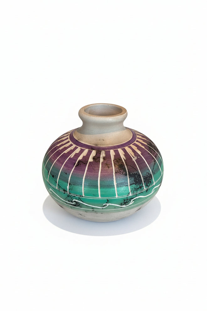 Navajo Carved Vase by Artist Larry Livingston 3"H x 3.5"W