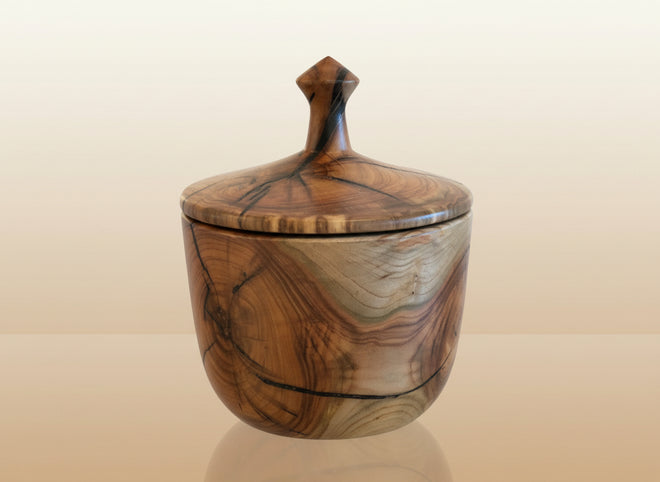 Pistachio Wood Lidded Jar 5” x 7.5” by Steve Betcher ( Arizona Artist)
