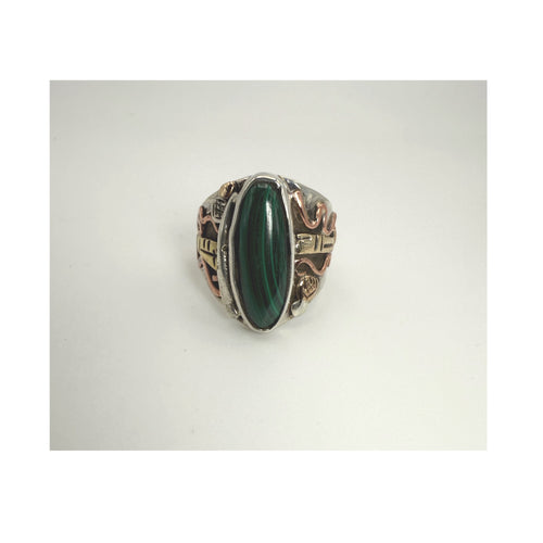 Mixed-Metal Malachite Statement Ring