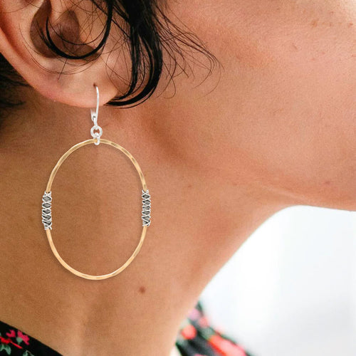 Large Hammered Oval Earring