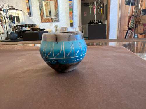 Shana Sam Horsehair Pottery – Ceramic Blue Vase