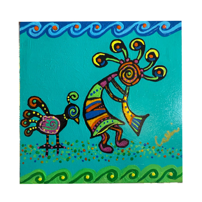 Kokopelli & Quail Party 6x6