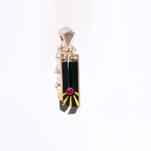 Black Onyx & Ruby Pendent