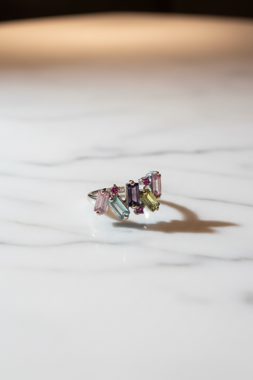 Multi Tourmaline & Pink Sapphire Ring